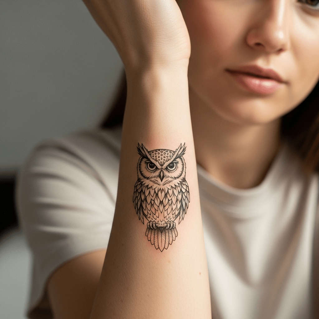 Tatouage chouette – Tatouages temporaires vegan | Temporalis®, image size:1024x1024