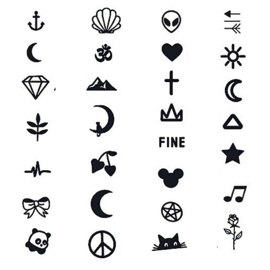 28 Mini Symbol Collection Tattoo Set - 1 | Temporalis