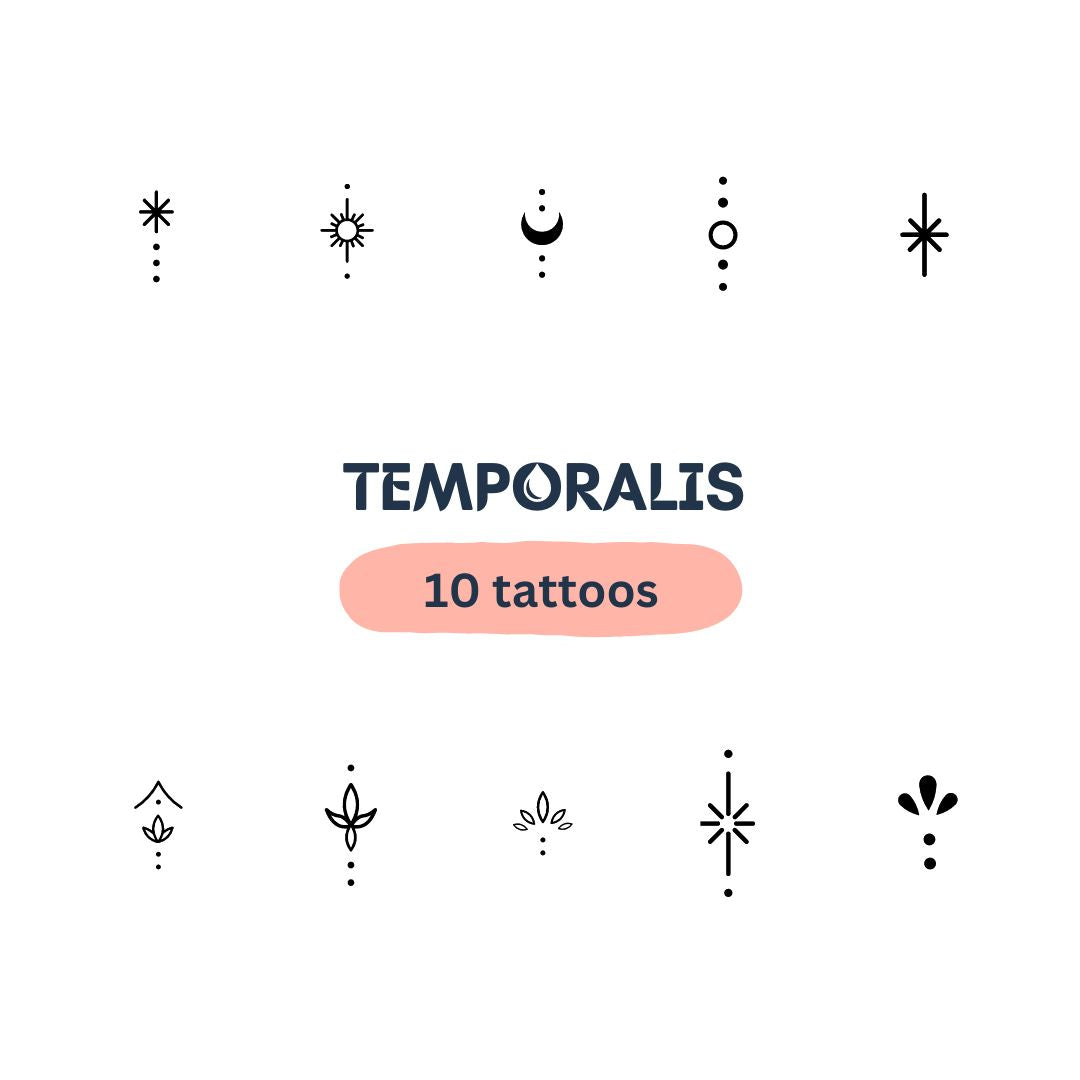 Mini set of 10 celestial finger temporary tattoos