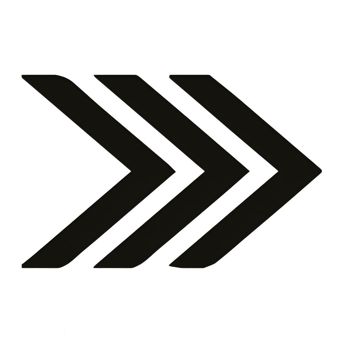 Triple chevron arrow temporary tattoo in solid blackwork on white background, three stacked right-pointing geometric chevrons.