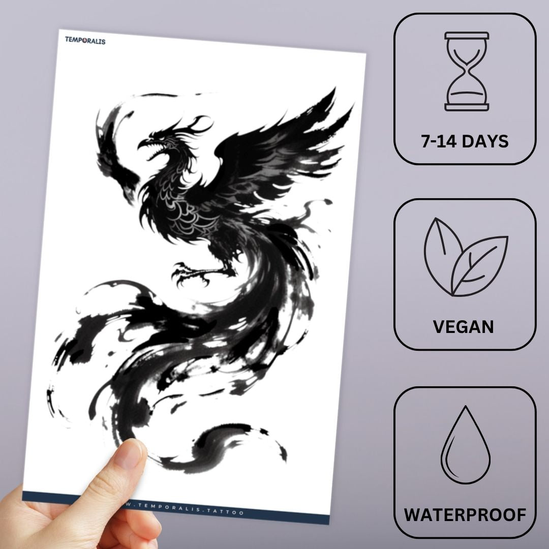 Ink Wash Phoenix Tattoo