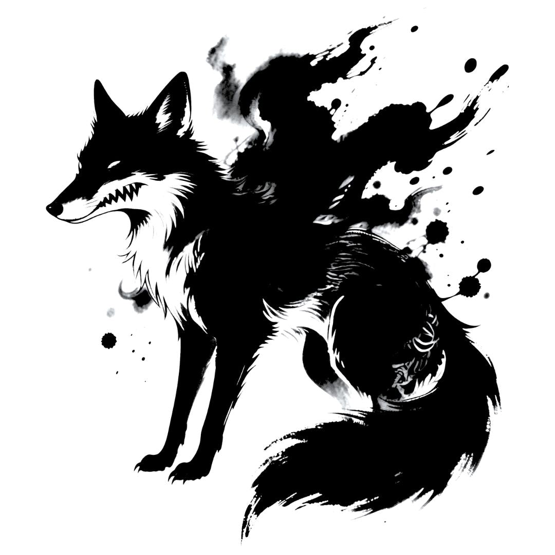 Ink Wash Fox Tattoo
