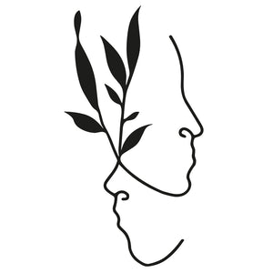 Abstract faces and leafy branch temporary tattoo - 2 | Temporalis