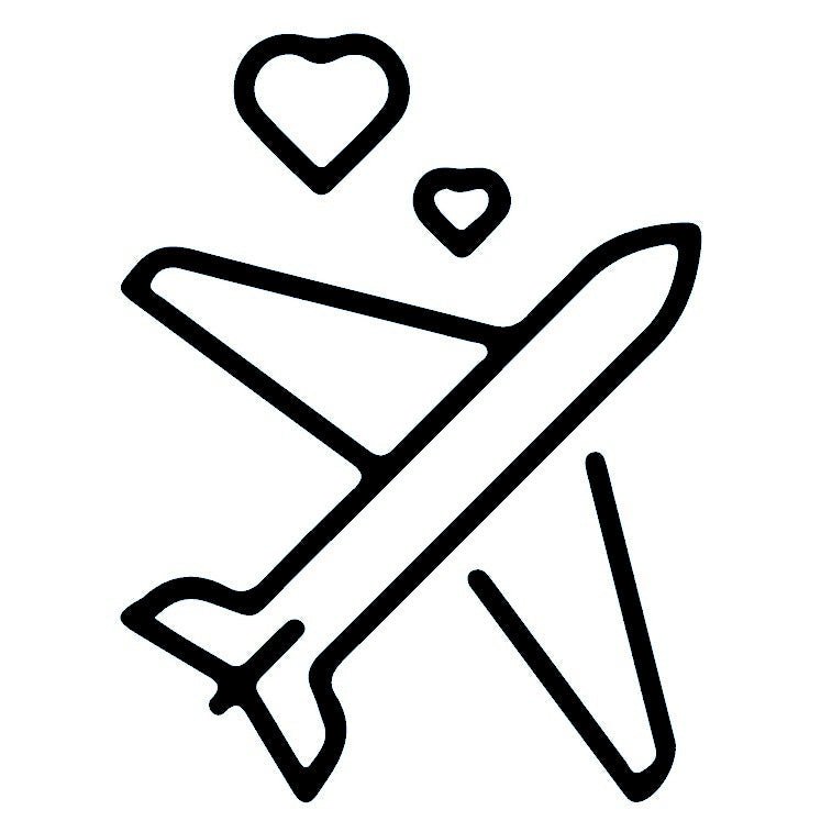 Airplane with hearts temporary tattoo - 2 | Temporalis