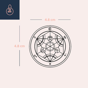 Alchemical circle temporary tattoo with planetary symbols - 4 | Temporalis