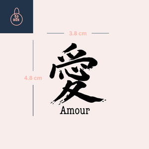 „Amour” Kanji 4 - Temporalis® - Tymczasowy tatuaż