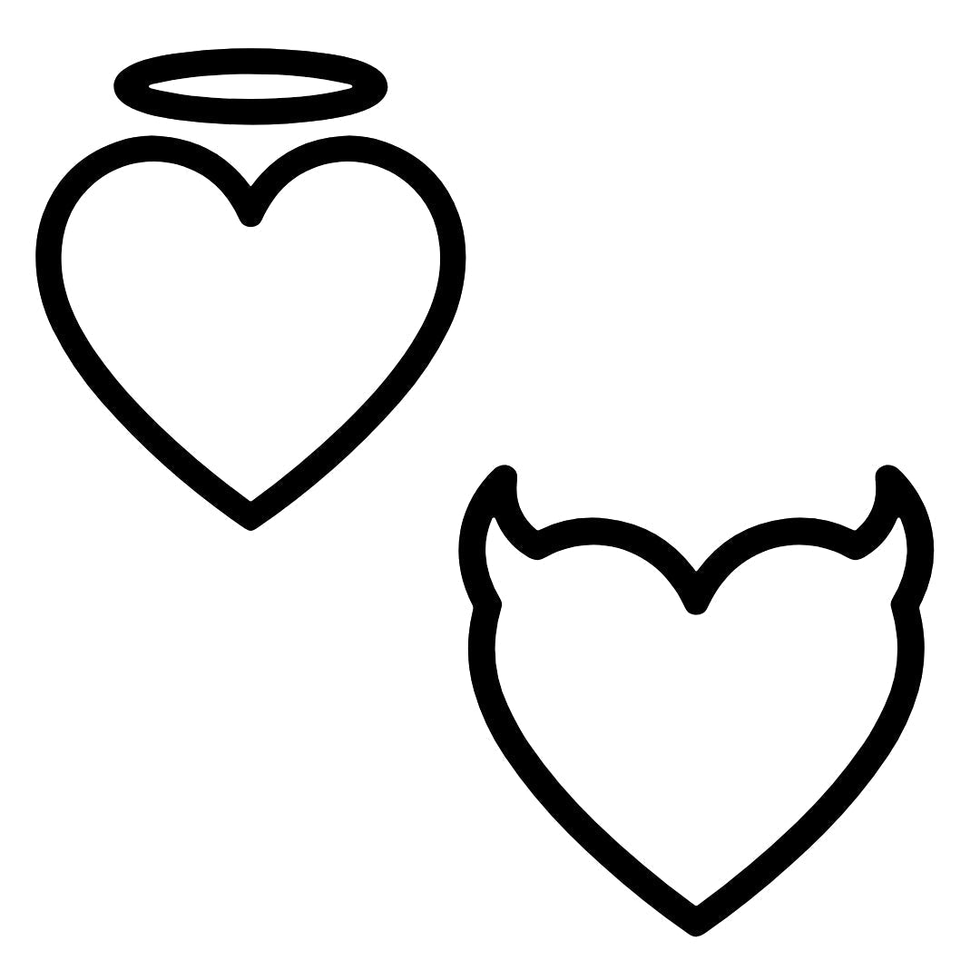 Angel & Devil Hearts temporary tattoo - 2 | Temporalis