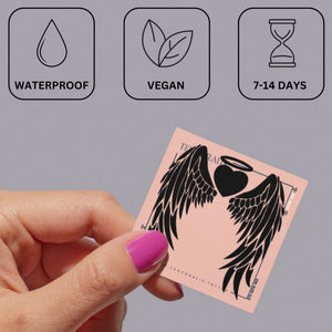 Angel heart temporary tattoo with halo and wings - 3 | Temporalis