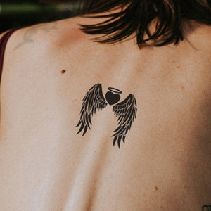 Angel heart temporary tattoo with halo and wings - 1 | Temporalis