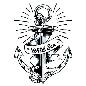 Kotwica z napisem „Dzikie Morze” 2 – Temporalis® – Tatuaż tymczasowy