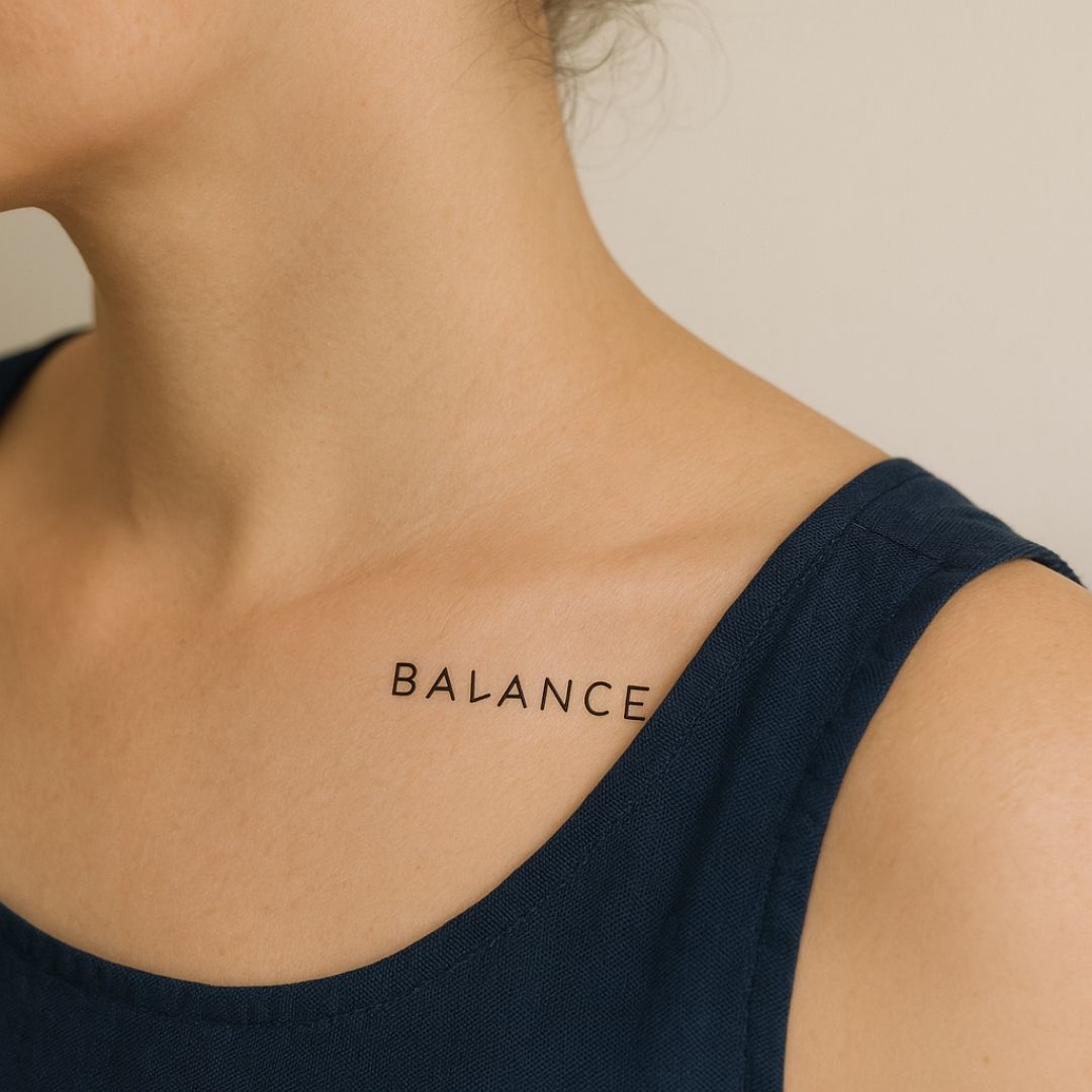 BALANCE temporary tattoo in modern typography - 1 | Temporalis