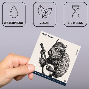 Banjo - playing bison temporary tattoo - 3 | Temporalis