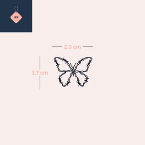 Barbed wire butterfly temporary tattoo - 4 | Temporalis
