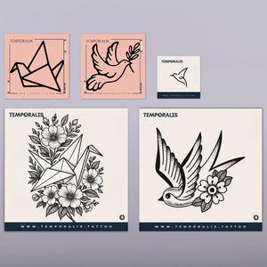 Ptak - Zestaw do tatuażu (5 tatuaży) 1 - Temporalis® - Tatuaż tymczasowy