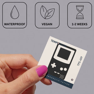 Czarna konsola Retro Gameboy 2 - Temporalis® - Tymczasowy tatuaż