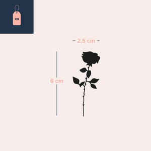 Silueta de rosa negra 3 - Temporalis® - Tatuaje temporal