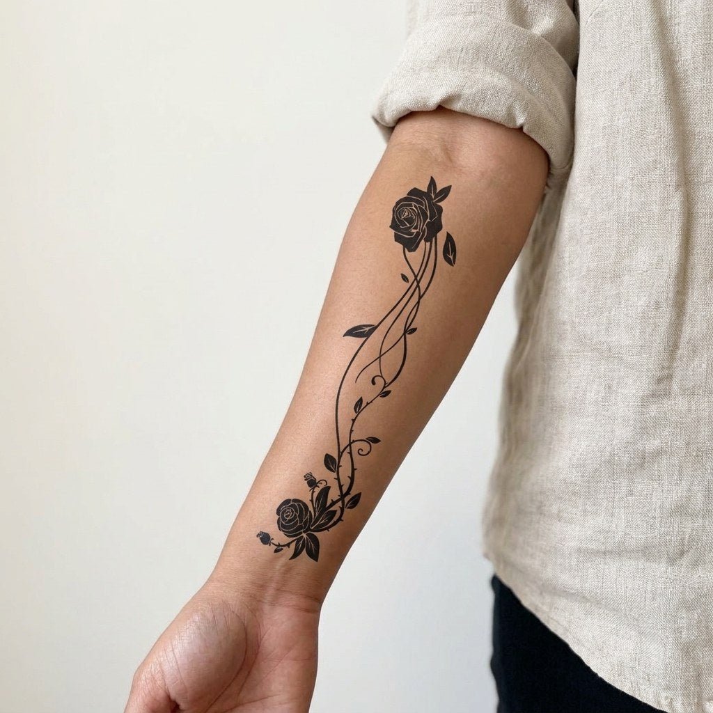 Black Rose Vine Tattoo - 1 | Temporalis