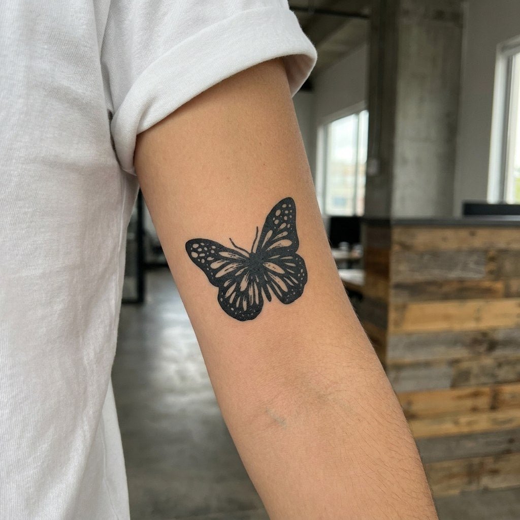 Blackwork Butterfly Tattoo - 1 | Temporalis