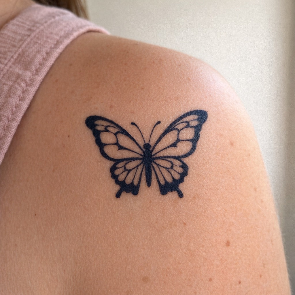 Blackwork Butterfly Tattoo - 1 | Temporalis