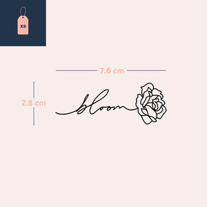 Bloom script temporary tattoo with single - line rose - 4 | Temporalis