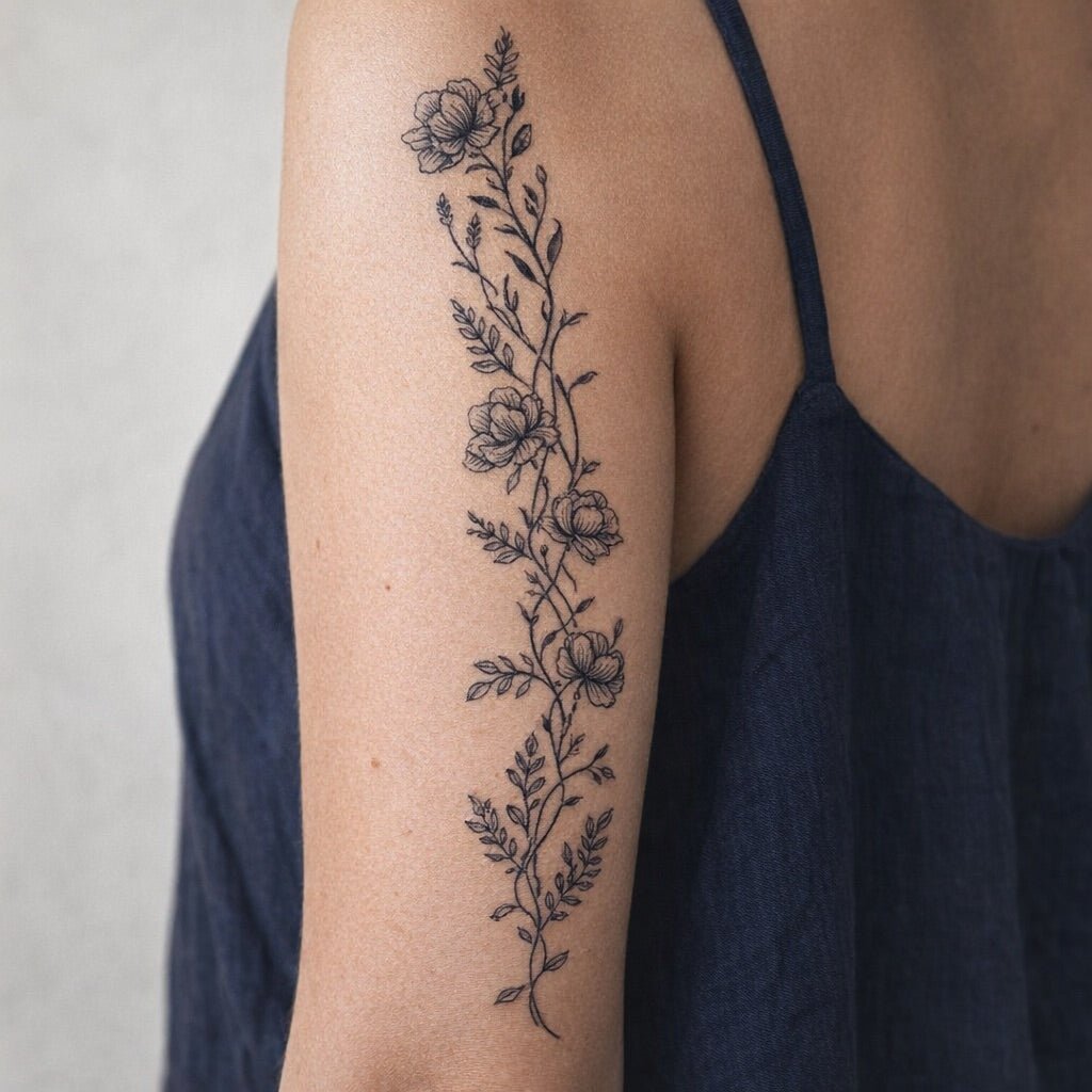 Blue Floral Vine Tattoo - 1 | Temporalis