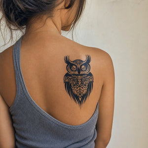 Bold Blackwork Owl Tattoo - 1 | Temporalis