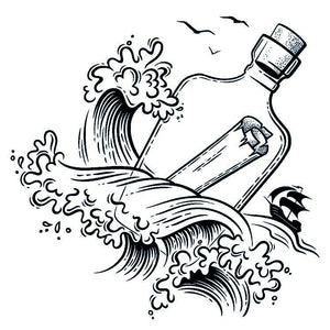 Flaska i havet 2 - Temporalis® - Tillfällig tatuering