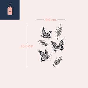 Mariposas y plumas danzan 2 - Temporalis® - Tatuaje temporal