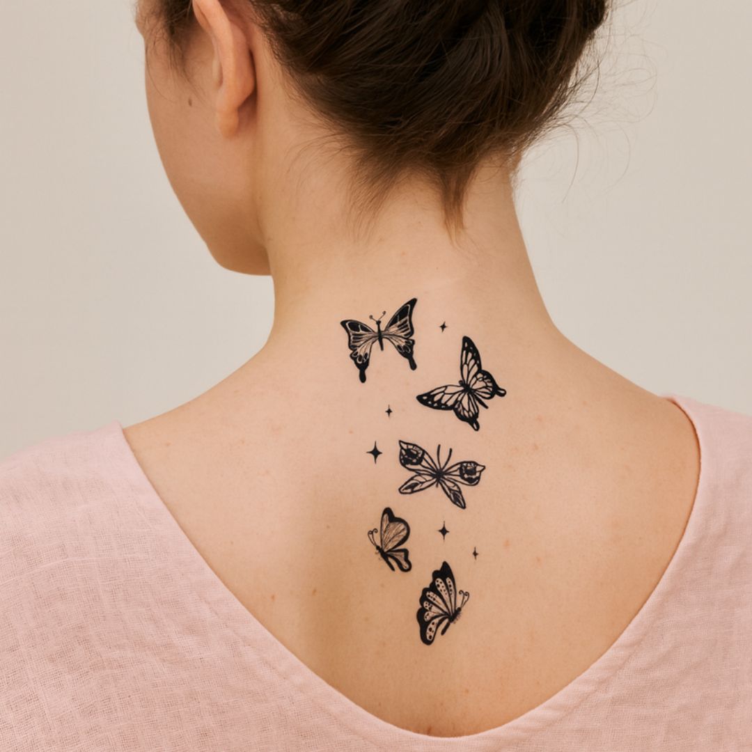 Butterflies and stars temporary tattoo - 1 | Temporalis