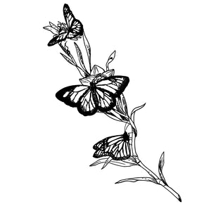 Butterflies on Flowering Branch Temporary Tattoo - 2 | Temporalis