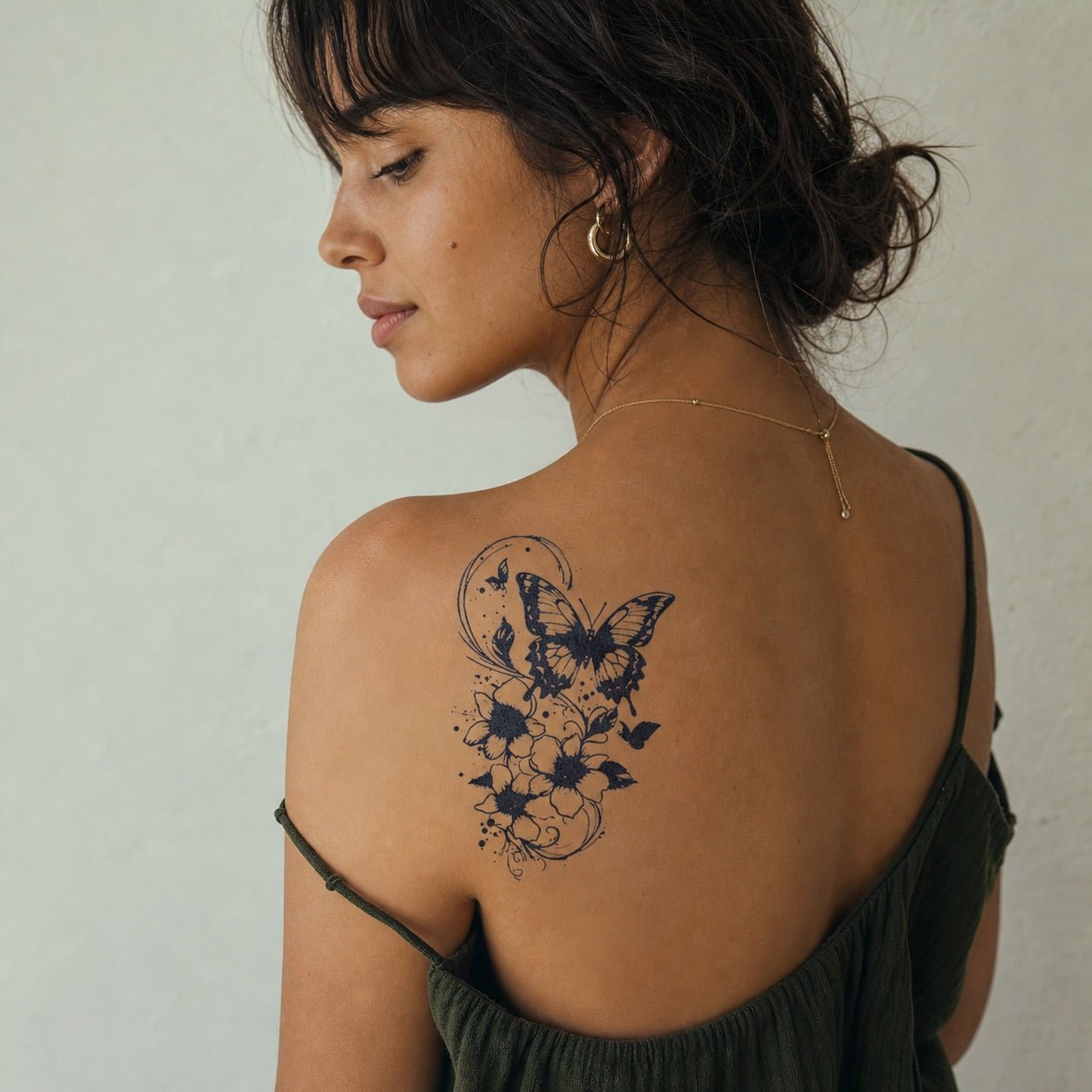 Butterfly and Floral Swirl Tattoo - 1 | Temporalis