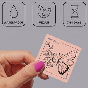 Butterfly and flowers fine line temporary tattoo - 3 | Temporalis