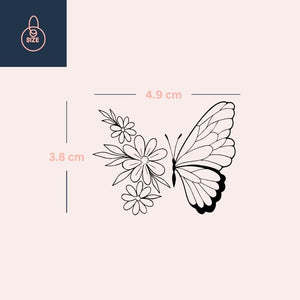 Butterfly and flowers fine line temporary tattoo - 4 | Temporalis
