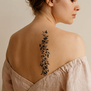 Cascade de fleurs papillon 1 - Temporalis® - Tatouage temporaire