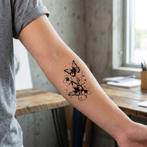 Butterfly Floral Duo Tattoo - 1 | Temporalis
