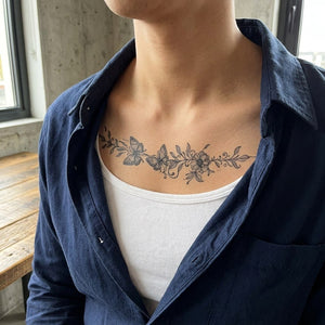 Butterfly Floral Garland Tattoo - 1 | Temporalis