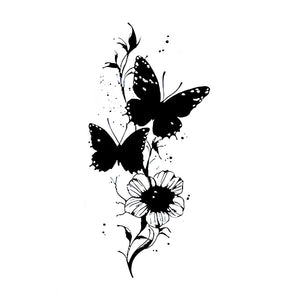 Butterfly Floral Vine Tattoo - 2 | Temporalis