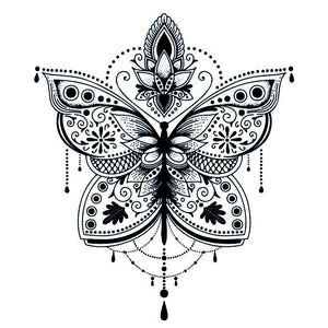 Butterfly Mandala & Lotus Temporary Tattoo - 2 | Temporalis