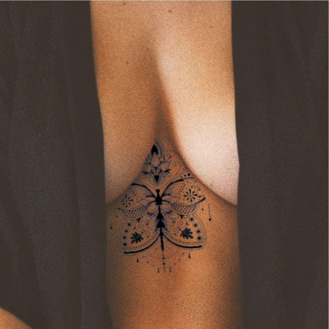 Butterfly Mandala & Lotus Temporary Tattoo - 1 | Temporalis
