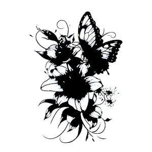 Butterfly & Sunflower Tattoo - 2 | Temporalis