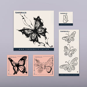 Farfalla - Kit Tatuaggi (5 tatuaggi) 1 - Temporalis® - Tatuaggio temporaneo