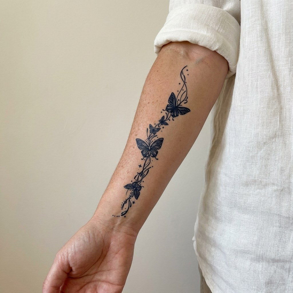 Butterfly Vine Trail Tattoo - 1 | Temporalis