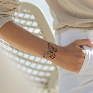 Butterfly with floral wing temporary tattoo - 1 | Temporalis