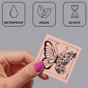 Motyl z kwiatami 3 - Temporalis® - Tatuaż tymczasowy