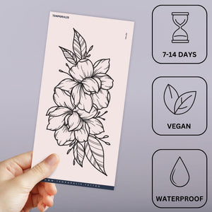 Camellia flowers temporary tattoo - 3 | Temporalis