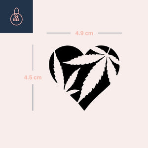Cannabis Leaf Heart Temporary Tattoo 3 - Temporalis