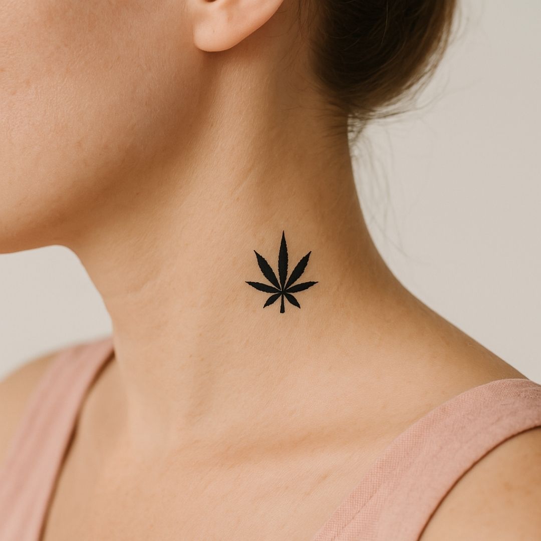 Cannabisblatt Silhouette Tattoo | Temporalis, image size:1080x1080