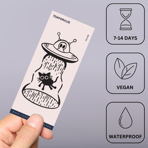 Cat Abducted by UFO Temporary Tattoo - 3 | Temporalis