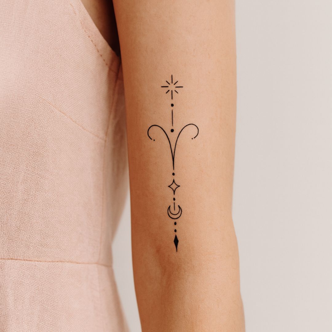 Celestial Aries zodiac temporary tattoo - 1 | Temporalis