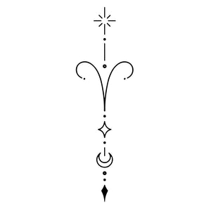 Celestial Aries zodiac temporary tattoo - 2 | Temporalis